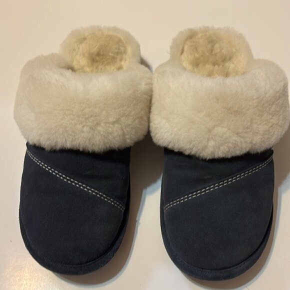 Nuknuuk “Joy” navy blue suede slip-on slippers  size 9 - Picture 2 of 9